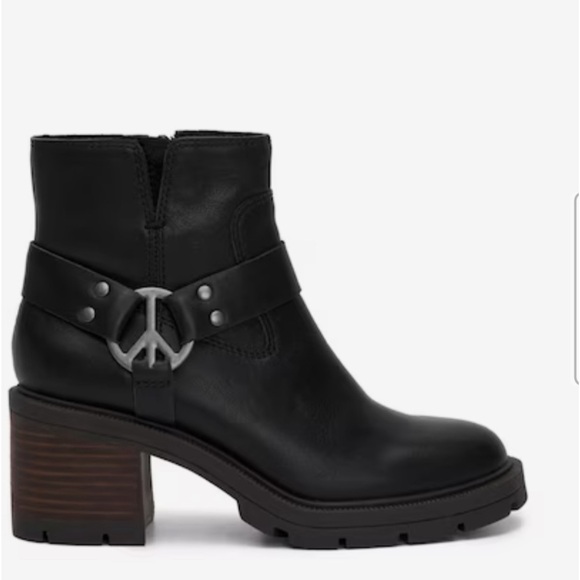 LUCKY BRAND SOXTON LEATHER ANKLE PLATFORM MOTORCYCLE STYLE BOOTIE SIZE 8.5 - Picture 1 of 10